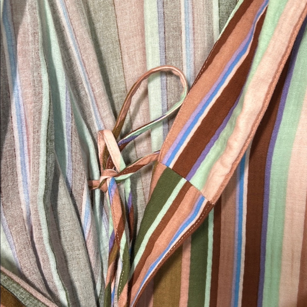 Nordstrom Striped Multicolor Wrap Jacket 1X Cotton Gauze Belted - Picture 12 of 16